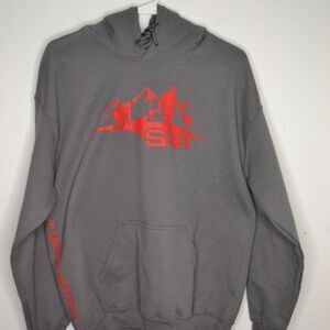 Gildan Men's Medium Grey Hoodie Sweatshirt Split Arrow Archery Logo